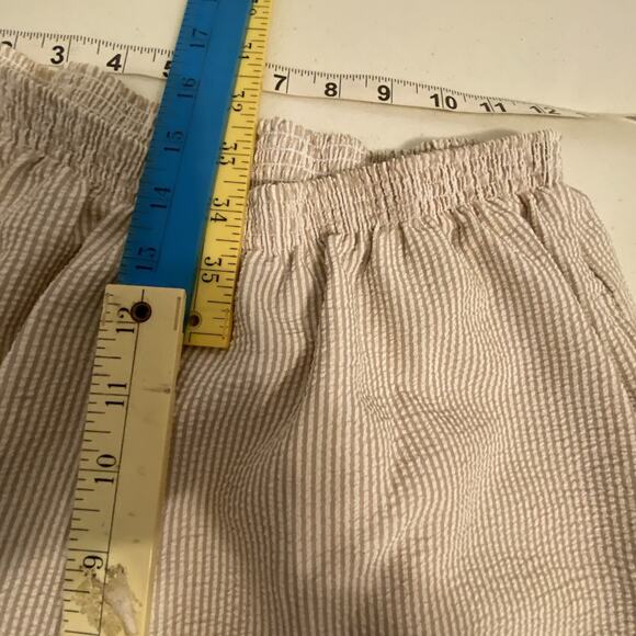 HABAND 2Piece Travel Lounge Set Top Pullon Capri LP Vintage Ivory Olive Striped - Picture 3 of 11